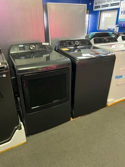 GE PROFILE BLACK WASHER AND DRYER