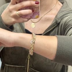 Tricolor 18k solid italian gold women bracelet