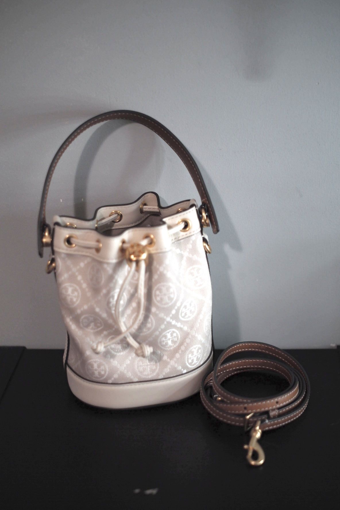 Tory Burch Cream Bucket Bag