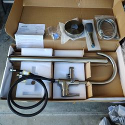 Tub Filler Freestanding with Sprayer Brush Nickel Primo Jacuzzi 