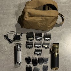 🔥 BaBylissPRO Gold Clipper + Trimmer Set — Guards + Bag Included 🔥