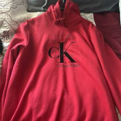 Red Calvin Klein Hoodie Size Large 