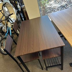 【Damage】Dining Table Set for 4, 43" Dining Room Table with Two Chairs and One Bench, 4 Pieces Set Table Top with Metal Legs in Living Room, Dining Roo