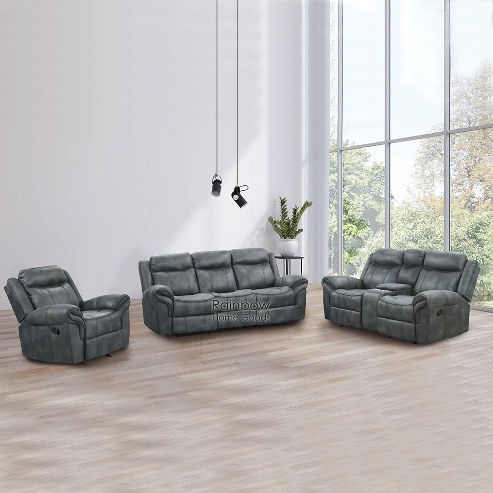 Recliner Set Of 3pc, Living Room Set, Recliner Chair, Loveseat Sofa, 3-Seater Couch