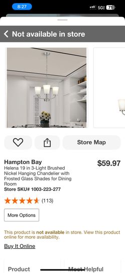 Hampton Bay Helena 19 in 3-Light Brushed Nickel Hanging Chandelier with Frosted Glass Shades for Dining Room