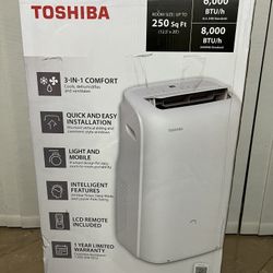 Toshiba 6000 BTU (8,000 BTU DOE) 115-Volt Portable Air Conditioner Up To 250 SF. 