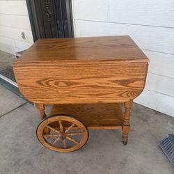 Vintage drop leaf coffee/tea/bar cart on wheels 