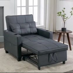 Luxury Faux Leather Recliner Sofa Chair with Ottoman 