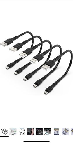 New Short Micro USB Cable 1ft [5 Pack] USB 2.0 Micro USB Charging Cable Android Charger Cord for Samsung Galaxy S7 Edge S6 J7 Note 5 LG Kindle Sony PS