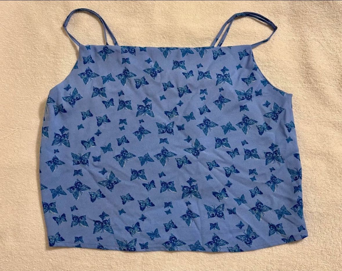 Rue21 Blue Purple Butterfly Tank Top Size L