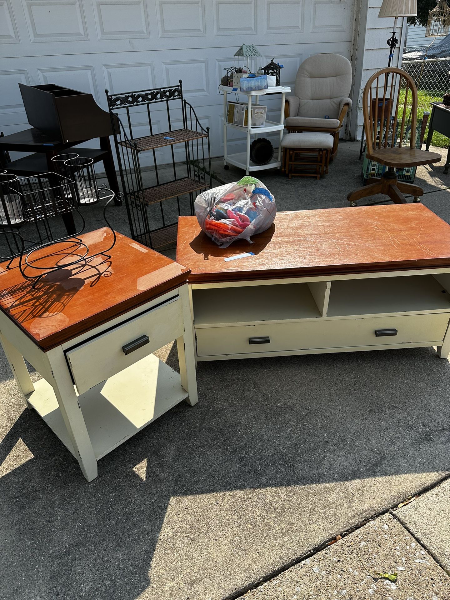Tv Stand/ Coffee Table And End Table Refinishing Furniture