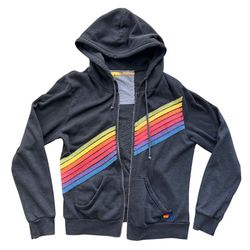 AVIATOR NATION Cross Stripe Hoodie Jacket Size Medium Made In USA