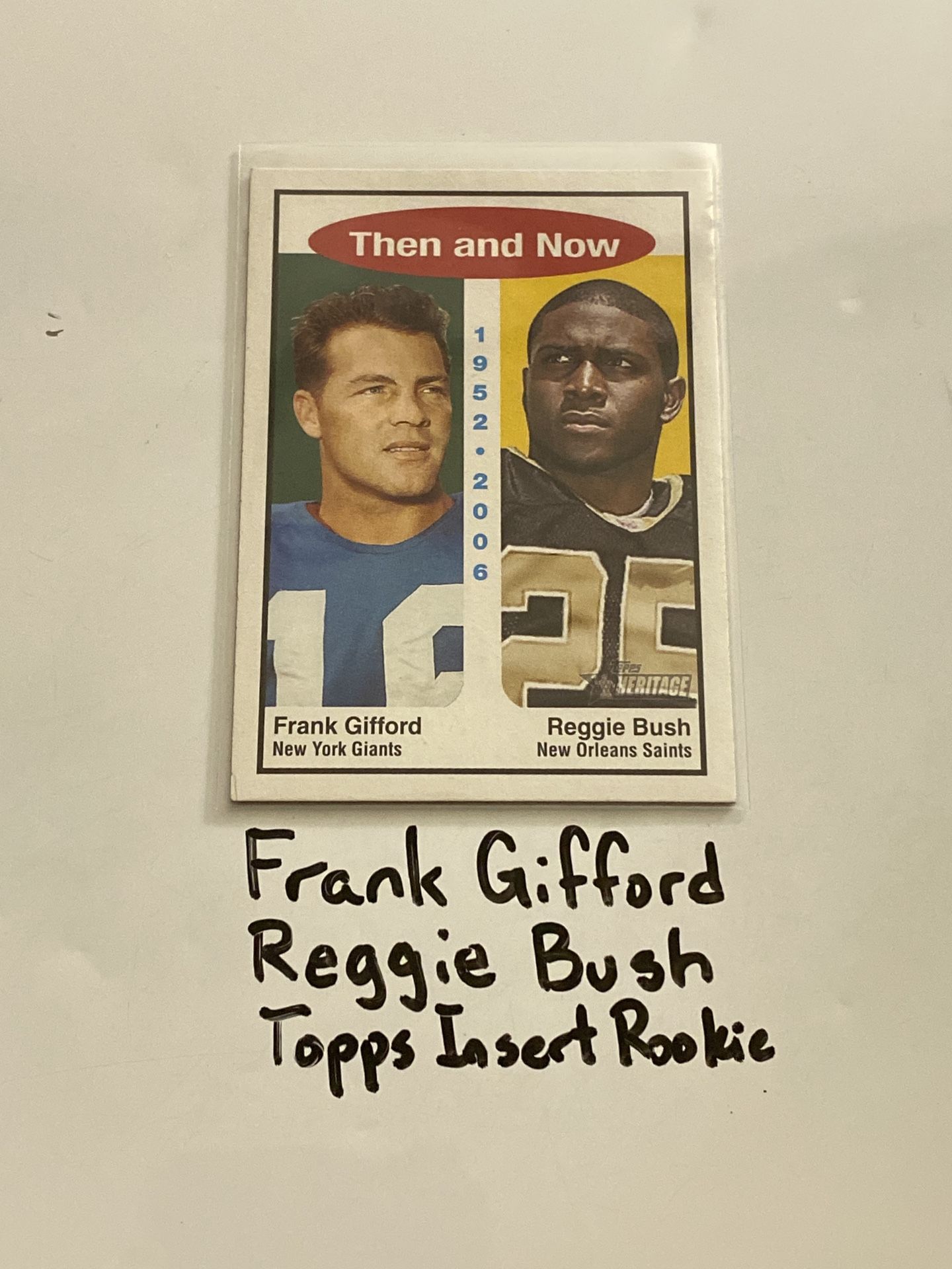 Frank Gifford New York Giants HB Reggie Bush New Orleans Saints RB Topps Short Print Insert Rookie Card.