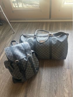 CHECKERED DESIGNER STYLE BACKPACK + DUFFEL BAG