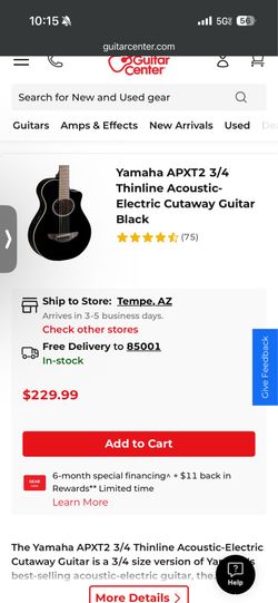 Yamaha APXT2 Acoustic Electric Travel Guitar