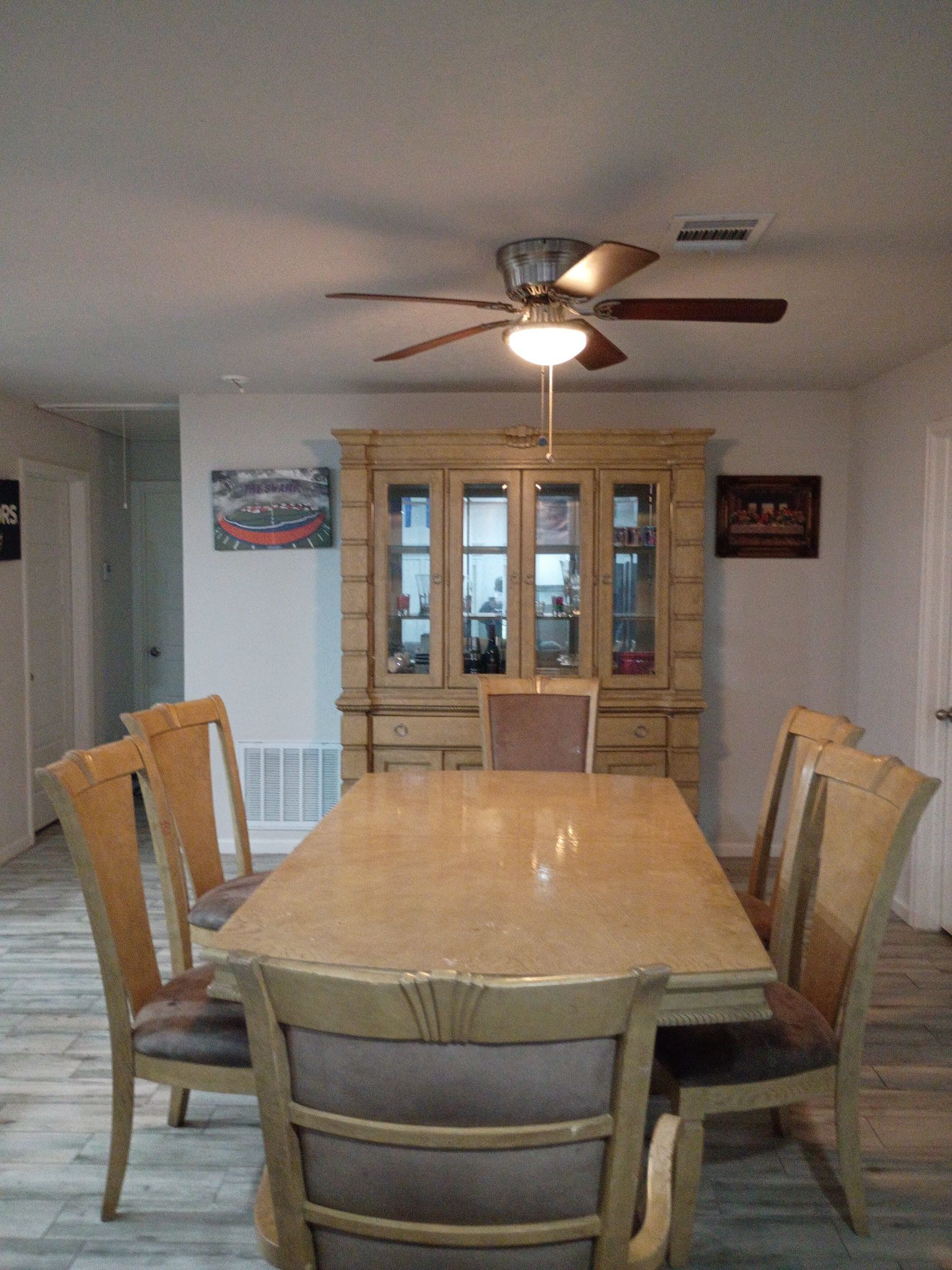 Dining Table With Extension And 6 Chairs Along With China Buffett