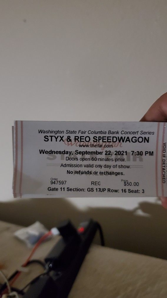 Styx and REO Speedwagon tickets @ WA State Fair