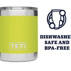 YETI Rambler 10 oz Lowball, Vacuum Insulated, Stainless Steel with MagSlider Lid, Chartreuse