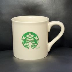 2013 Starbucks Coffee Mug Cream Beige Classic Green White Siren Logo Flare TM/MC