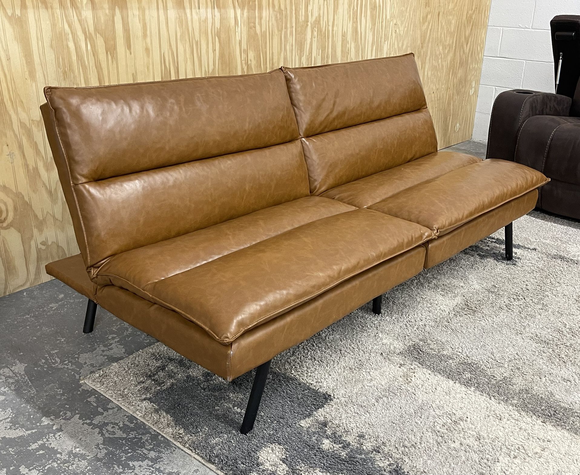 Faux Leather Convertible Futon