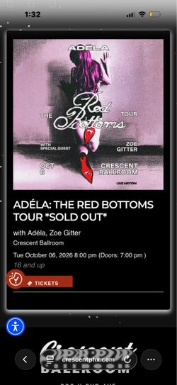 Adela Ticket for tonight’s show 10.6.10 PHX