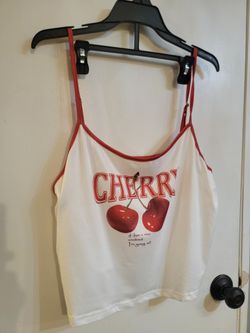 Women’s white spaghetti strap camisole and red shorts Pajama Set Cherry Camisole Size 3XL Shorts Size 2XL
