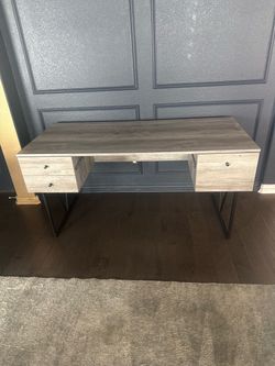 63” Gray Wood Desk with Drawers – Great Condition