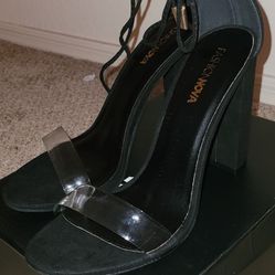 Brand New Black Heels w/Clear Strap 