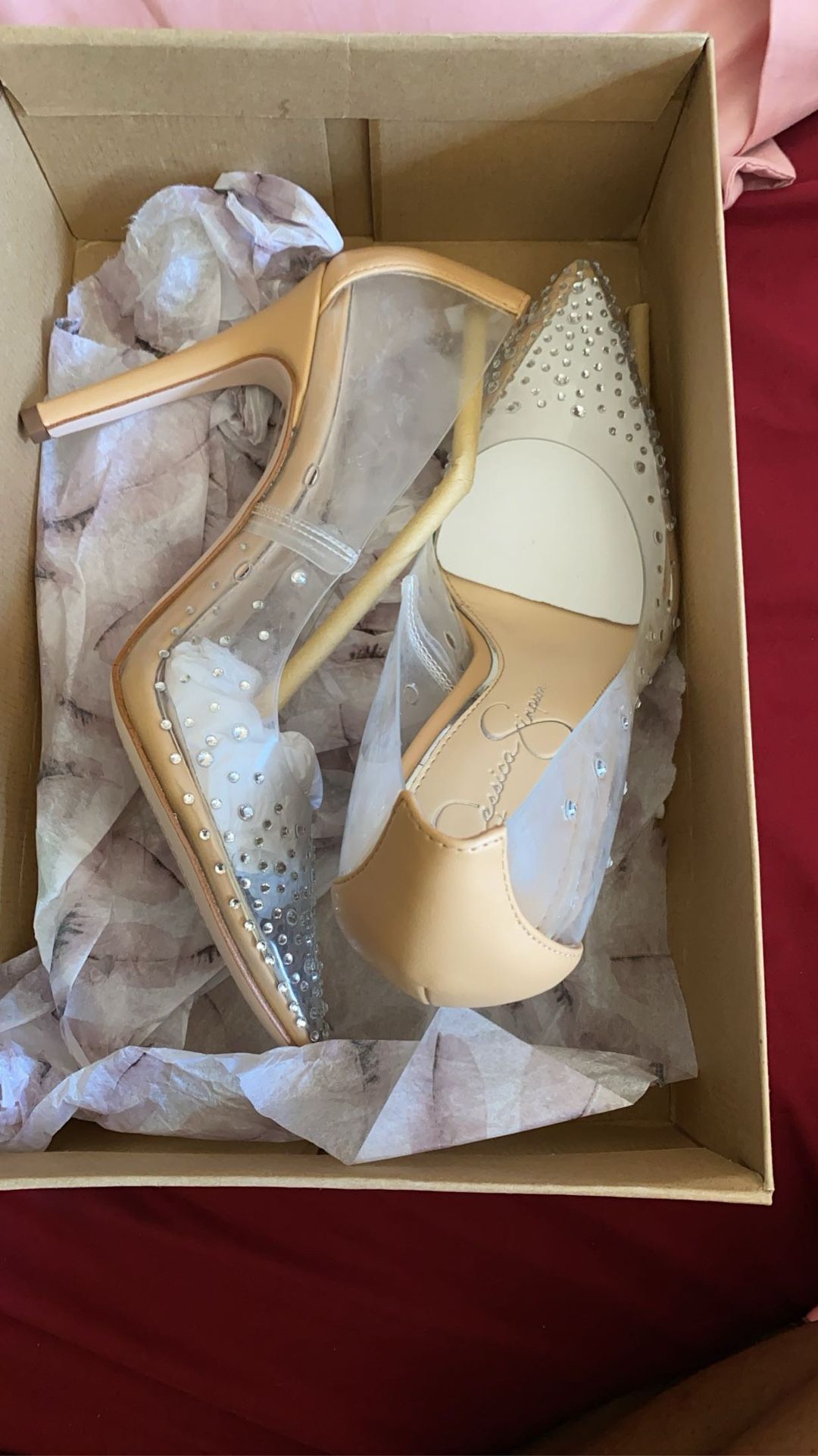 Jessica Simpson Clear Rhinestone Heels!