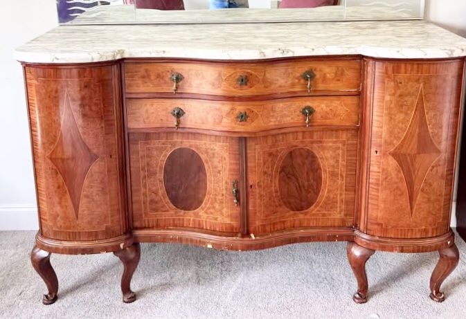 Wood Buffet Or Sideboard With Marble Top - Will Deliver