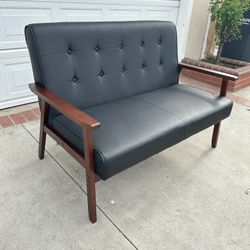 Wood Arm Accent Loveseat 