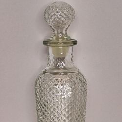 Vintage Avon Clear Glass Decanter with Diamond Cut Pattern
