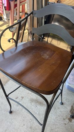 Ethan Allen Bar Stools – Set of 3 – Wood & Metal