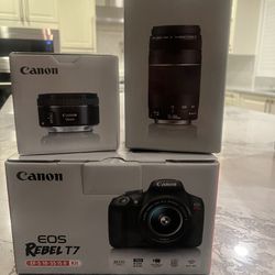 Cannon Eos T7 Rebel Camera With Extra Lenses