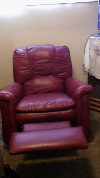 Leather recliner chair.