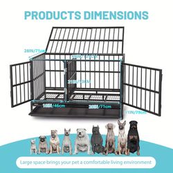 XXL 48in 49in  heavy duty dog kennel w/ a Removable / Reversible divider double-room large heavy-duty dog cage, dog crate sturdy metal dog cage double