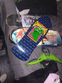 Signed Steve Cabelero Powell Peralta Skateboard Deck Black Light Graphics