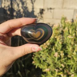 Rainbow Obsidian Crystal Heart Carving from Mexico
