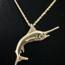 14k Gold Marlin Pendant
