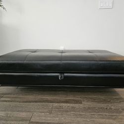 Rooms To Go Leather Ottoman Size: 61 width x 31deep x18 height