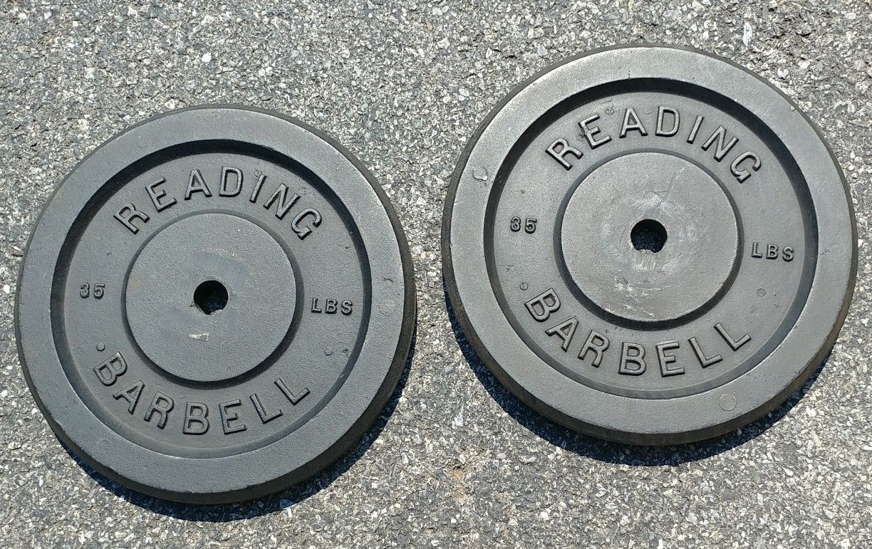 Reading Barbell 35 LB Plates Pair Vintage