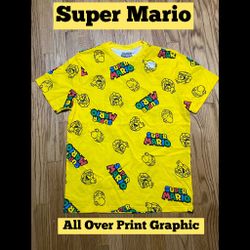 Official Nintendo Super Mario All Over Print Graphic T-Shirt Men’s Sz L New