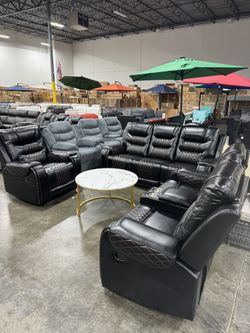 Premium Brown And Black Living Room 3Pcs Sofa Set