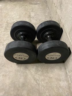 Pair of 50 lbs Hampton Gel-Grip Urethane Dumbbells / Weights - 100 lbs total