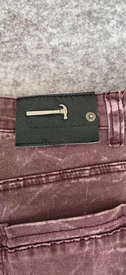 Maroon Biker Pants with tailored holes.