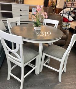Round Counter Height Dining Table Set with 4 Chairs