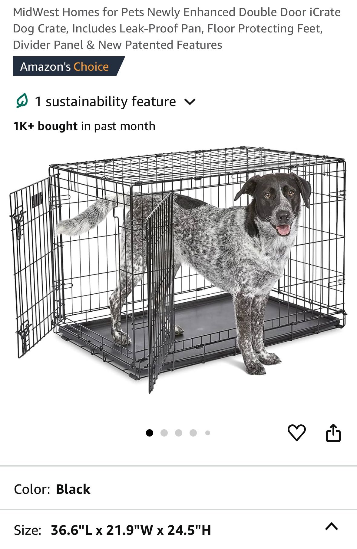 iCrate 1536DD iCrate Dog Crate 36.6"L x 21.9"W x 24.5"H