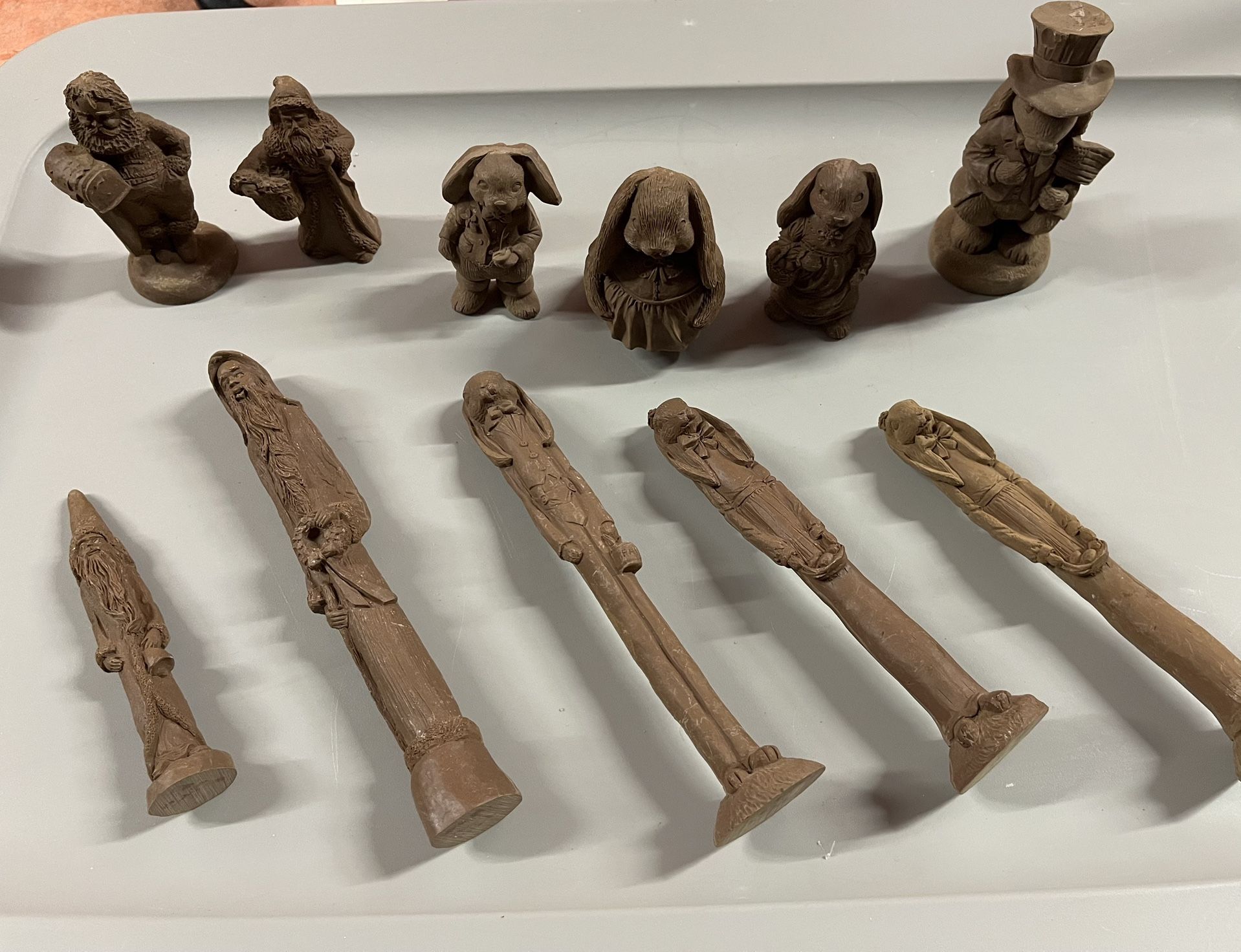 Vintage 1990’s Unpainted Craft Pecan Resin Figurines