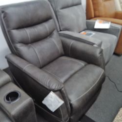 Power Lift Recliner Chair Faux Leather, Features Heat & Massage W/Auto Shut-Off After 30mn, Grey