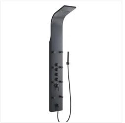 AKDY 65 in. 8-Jet Rainfall Shower Panel System with Waterfall Shower Head and Shower Wand in Black Painted Stainless Steel